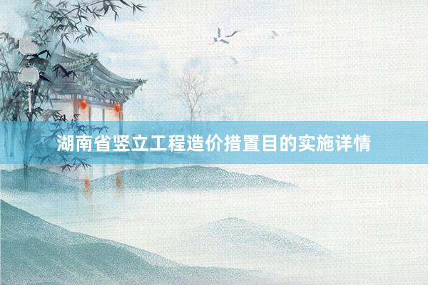 湖南省竖立工程造价措置目的实施详情